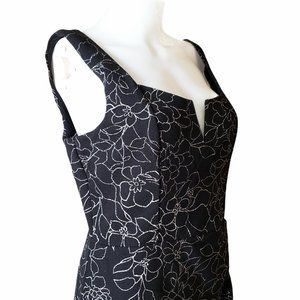 Row A Black Dress Silver Sparkly Floral Design XL